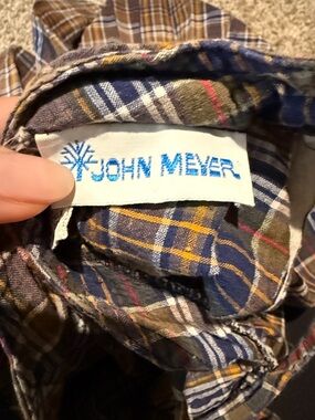John Meyer Men's Casual Plaid Button-Down Shirt in Blue and Brown
